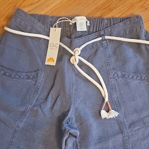 NWT C&C California Slate Blue Linen Trousers. Size M.